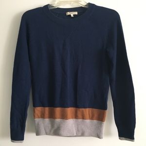 Madewell Navy Colorblock Wool Sweater in XS